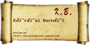 Kőrösi Bernát névjegykártya